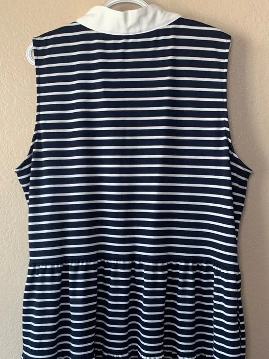 NAUTICA JEANS Blue White Tiered Collar Nautical Midi Dress Size XXL - Picture 8 of 10